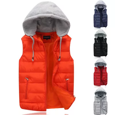 Mens Body Warmer Gilet Hoodie Hooded Contrast Hood Sleeveless Jacket New L-4XL • $30.37