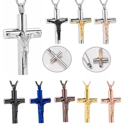 Cross Cremation Necklace Women Men Memorial Pendant For Ashes Keepsake Jewelry • $12.48