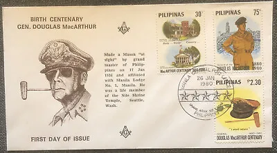 £4.99 • Buy FDC Special Stamp Cover Masons Philippines 1980 Gen Douglas MacArthur