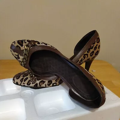 Beautiful JCrew Cheetah Leopard Animal Print Shoes High Heel Size 9 Made Brazil • $42.93