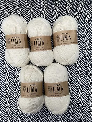 DROPS Lima Wool Yarn Merino Alpaca DK Double 5 X 50g Off White • £3.20