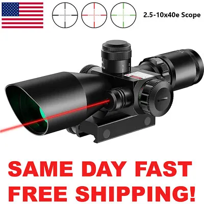 2.5-10x40e Rifle Scope Mil-dot Dual Illuminated Tactical Red Dot Laser Sight USA • $39.59