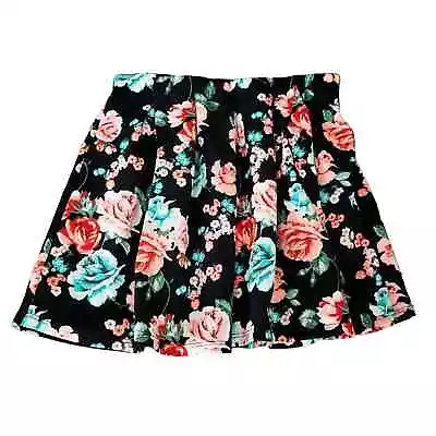 Circle Mini Skirt By Joe Benbasset Size Medium (Juniors) Floral Stretchy Pleated • $12