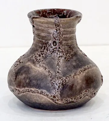 Vintage WEST GERMAN POTTERY Vase MID-CENTURY MODERN Fat Lava Drip By RUSCHA • $49.95