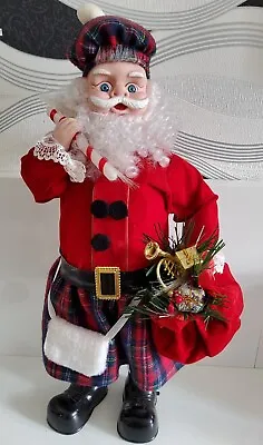 £36.99 • Buy Vintage Fibre Optic Scottish Tartan Santa Christmas Decoration Light Up 24  