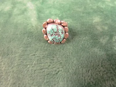 Rare Navajo Old Pawn Vintage Sterling Silver Candelaria Turquoise Ring Size 9 • $99.99