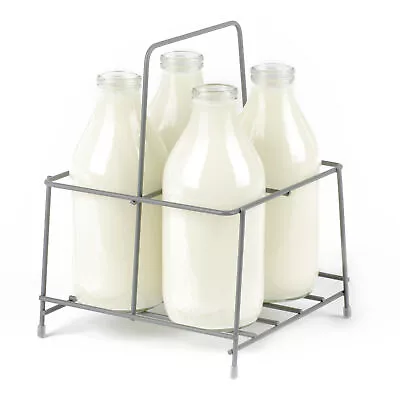 4 Milk Bottle Holder Tidy Crate Rack Carry Carrier Doorstep Store Jug Caddy Pint • £119.94