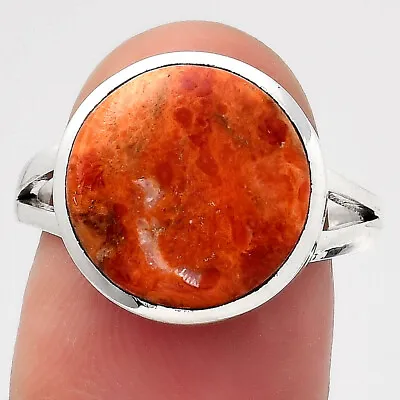 Natural Red Sponge Coral 925 Sterling Silver Ring S.7.5 Jewelry R-1005 • $9.99