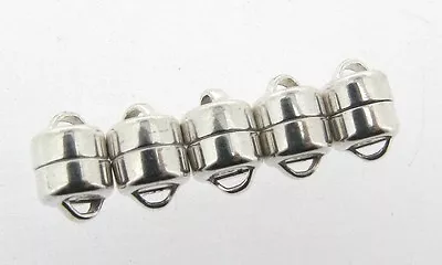 5 (FIVE) Sterling Silver 6mm Magnetic Button Clasps • $26.45