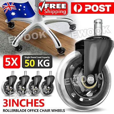 $22.85 • Buy 5 Pack Rollerblade Office Chair Wheels Replacement 3  Rolling Casters Set Black