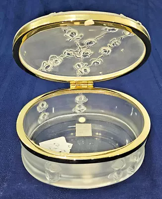 LALIQUE Coppelia Oval Trinket Dresser Box 10578 Crystal France Wheat Vtg W BOX • $324.99