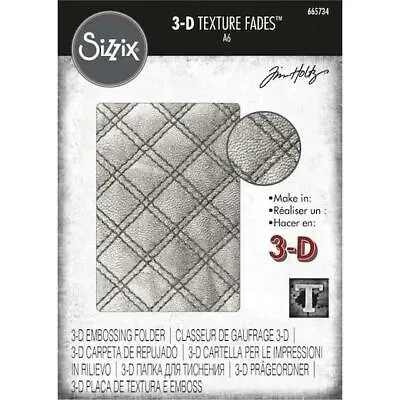 £7.99 • Buy Sizzix 3-D Texture Fades Embossing Folder - Quilted By Tim Holtz 665734