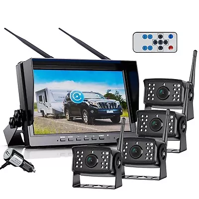 Digital Wireless 10.1  Quad DVR Monitor 4x 1080P Dash Cam Reversing Camera Truck • $489