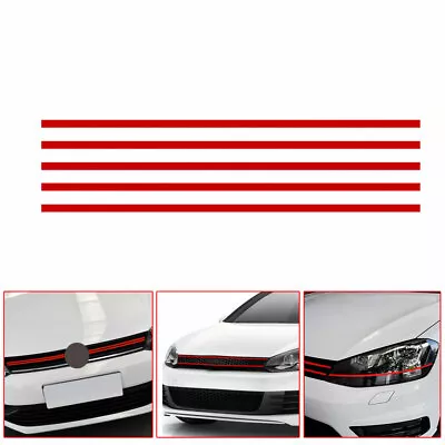 5× Universal Red Reflective Car Strips Front Hood Grille Sticker Decal Decor Car • $5.41