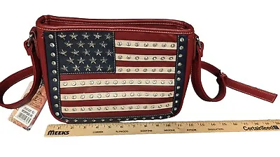 Montana West AMERICAN PRIDE Concealed Carry Handbag Purse- Burgundy With Tag • $51.99