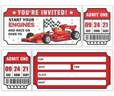 30 Race Car Party Ticket Invitation With Envelopes - Racing Car Birthday Part... • $21.21