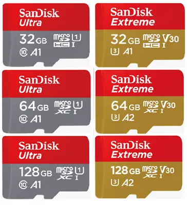 £8.89 • Buy SanDisk 16GB 32GB 64GB 128GB 256GB ULTRA EXTREME Micro SD SDHC XC A1 U1 U3 Card 