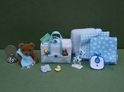 1/12 Dollhouse Blue Baby Room Diaper Bag Nursery Accessory Lot #10 D&m Miniature • $14.99