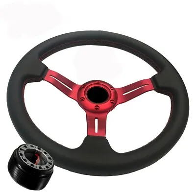 DC EG EJ EH Civic Integra Del Sol Black Red 2  Concave Steering Wheel +Hub • $65