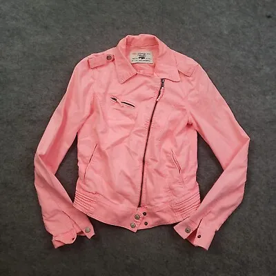 $8.70 • Buy Zara Jacket Womens S Small Pink Zip Up Long Sleeve Collared Biker Coat Ladies