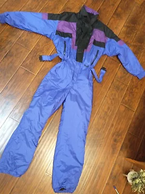 Vtg 80s Ski Suit One Piece Snowsuit SOLUS Snow Bib Retro Apres Neon SZ MED MINT • $134.95