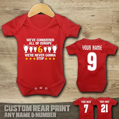 £9.99 • Buy Liverpool Personalised Baby Vest Suit Grow Football - Conquered Europe 6