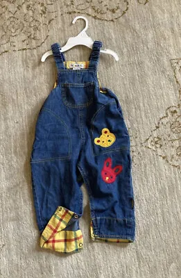 GYMBOREE Boy Vintage Rainbow Tag Xmas Overalls Size 12/18M • $27