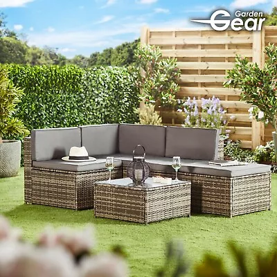 Garden Gear Rattan Daybed Furniture Outdoor Patio Lounger 4pc Sofa & Table Set • £379.99