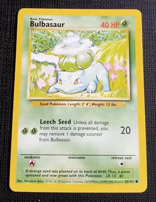 Pokemon Base Set 4th Print Card Bulbasaur 44/102 1999-2000 PACK FRESH MINT • $1.24