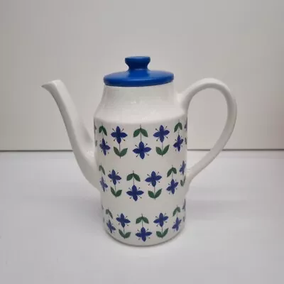 Vintage Midwinter Roselle Tea Coffee Pot Blue Lid Geometric Flower Pattern 22cm  • £17.95