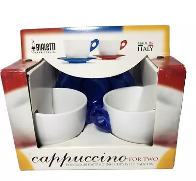 NIB BIALETTI CAPPUCINO For Two Italy Italian Porcelain Cups Saucers Coffee Latte • £21.31