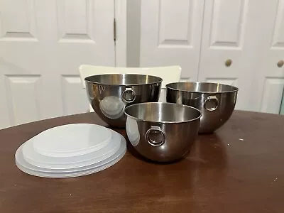 REVERE WARE Stainless Steel Complete Mixing Bowl Set: 1 2 And 3 Quart W/ Lids • $40