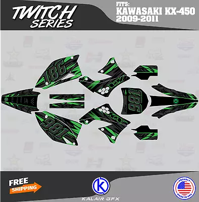 Graphics Kit For KAWASAKI KX450F (2009-2011) KX 450F Twitch-Green • $158.47