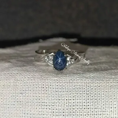 Silver Lindy Star Ring Star Sapphire Ring Sterling Silver 925 Blue Star Sapphire • $44.99