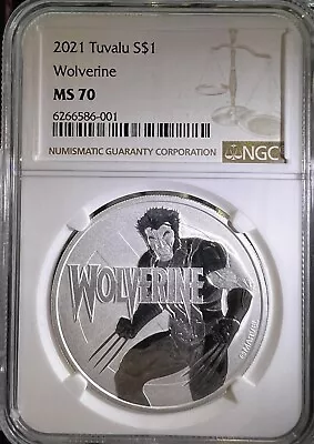 2021 Tuvalu Marvel Comics Wolverine 1 Oz .999 Silver BU Coin NGC MS 70 LOC 13 • $239.99