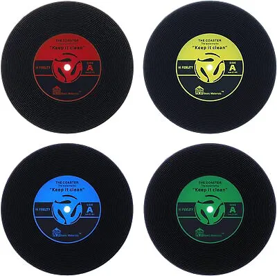 £7.30 • Buy Wolfteeth Vinyl Record Coasters Set Of 4 Beer Mat Retro Cup Drink Placement Pla
