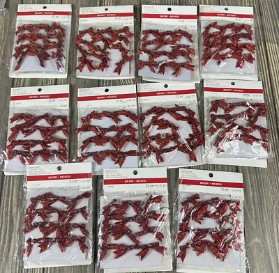 Vintage Ashland Tiny Treasures 12 Pc Red Sparkle Mini Bows Lot Of 11 • $12.50