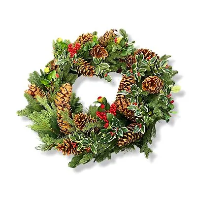 $495 Jim Marvin Green Brown Pine Cone Berry Large Wreath 36  • $158.78