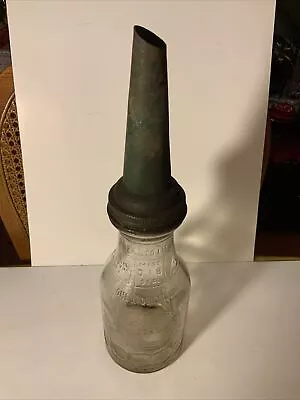 Vintage Dover No. 80 Thumbprint Glass 1 Quart Oil Bottle W/ Spout • $10.50