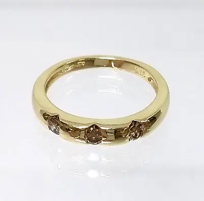 Cinnamon Diamond 3 Stone Dress 1/2 Eternity Band Ring 9 Carat Gold  Sz L • $192.91