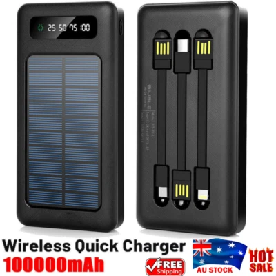 $25.89 • Buy Portable 100000mah Solar Power Bank 2USB Backup Battery Charger For Mobile Phone