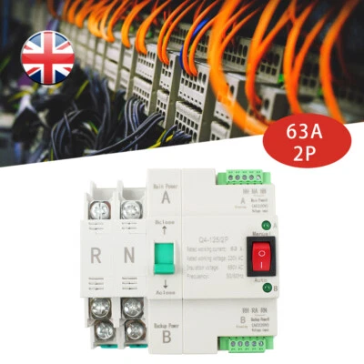 £22.78 • Buy Changeover Switch 2P 63A Dual Power Automatic Transfer Switch For Generator