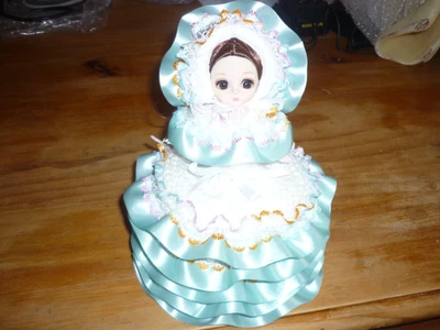 £8.95 • Buy Beautiful Toilet Roll Doll Summer Mix Ombre Knitting In Lace & Sea Mist Ribbon