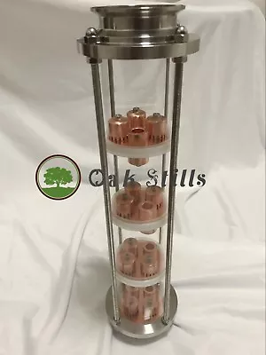 3  Borosilicate Glass Copper Bubble Plate Moonshine Reflux Column  • $218.98