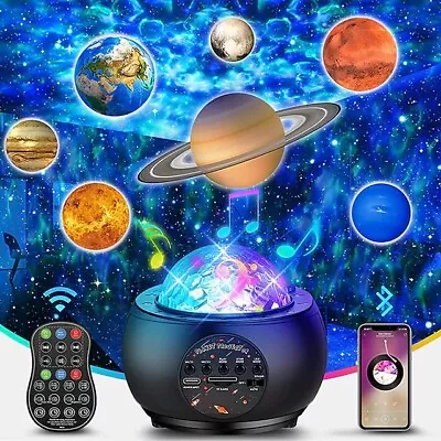Galaxy Star Projector Light LED Ceiling Starry Night Planets Space Music Lamp UK • £21.89
