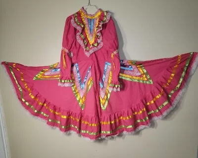 Mexican Folk Dress  Dance Dress Women's Sz 6 New Pink  Beautiful  • $49.99