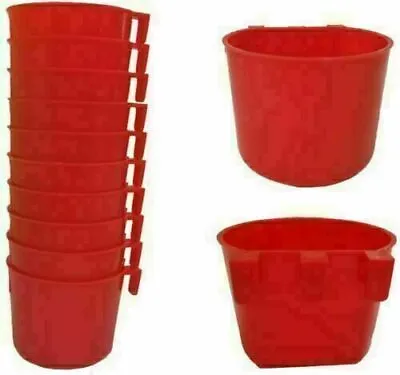 10/20 Cup Hanging Water Feed Cage Cups Poultry Gamefowl Rabbit Chicken Hang Red • £35.87