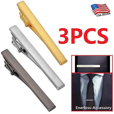 3PCS Set Slim Skinny Regular Ties Necktie Clasp Mens Tie Clip Bar US Warehouse • $7.50