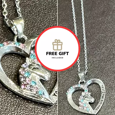 NEW Pretty Girls Pretty Unicorn Necklace Silver Plated + FREE GIFT • £2.20