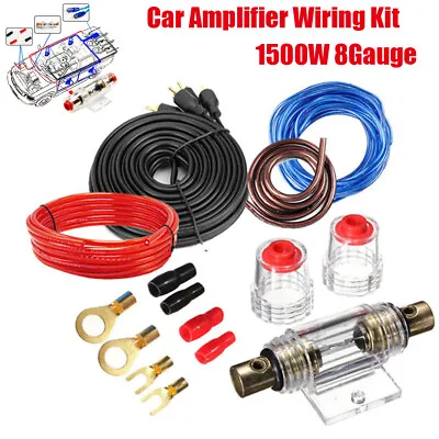 Car Amplifier Wire 1500W Audio Subwoofer Sub AMP RCA Wiring Kit Power Cable 8GA • £7.49